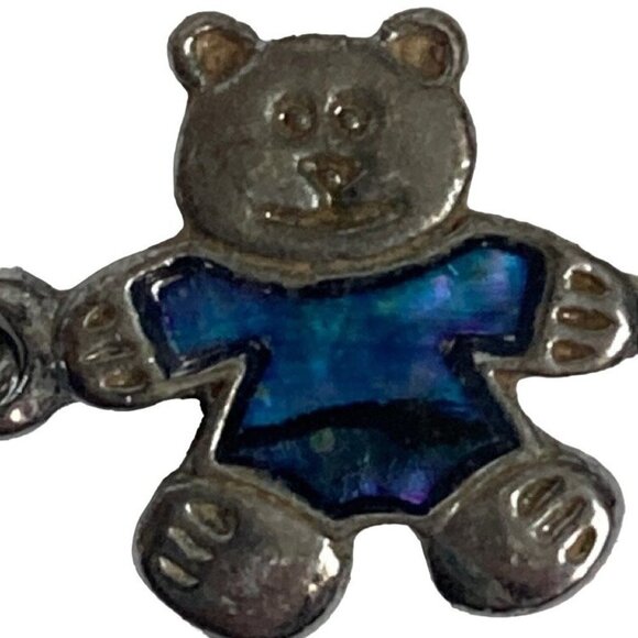 Teddy Bear Bracelet Silver Tone Linked Bears Blue Pink Green Enamel - Picture 6 of 9
